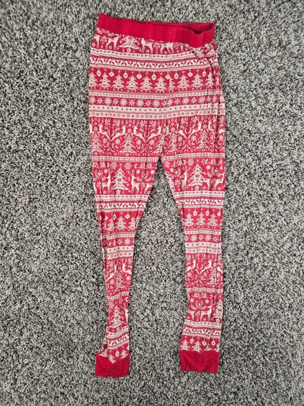 Little Sleepies Reindeer Cheer pajama pants Girls Sz 7/8 Red White Christmas